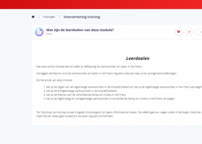 Leerplatform Frans - werkwoorden en tijden